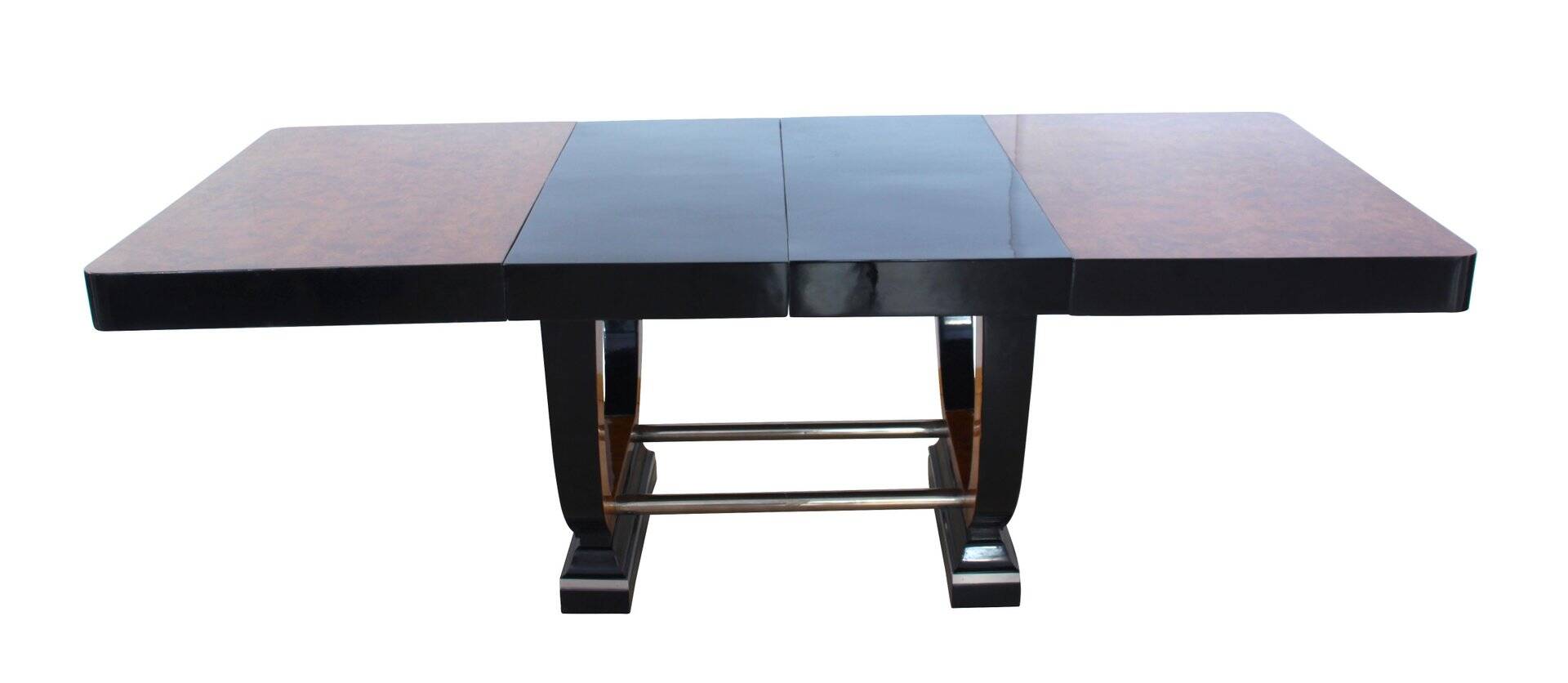 Expandable Art Deco Dining Table, Thuja Roots, Lacquered, France, circa 1930