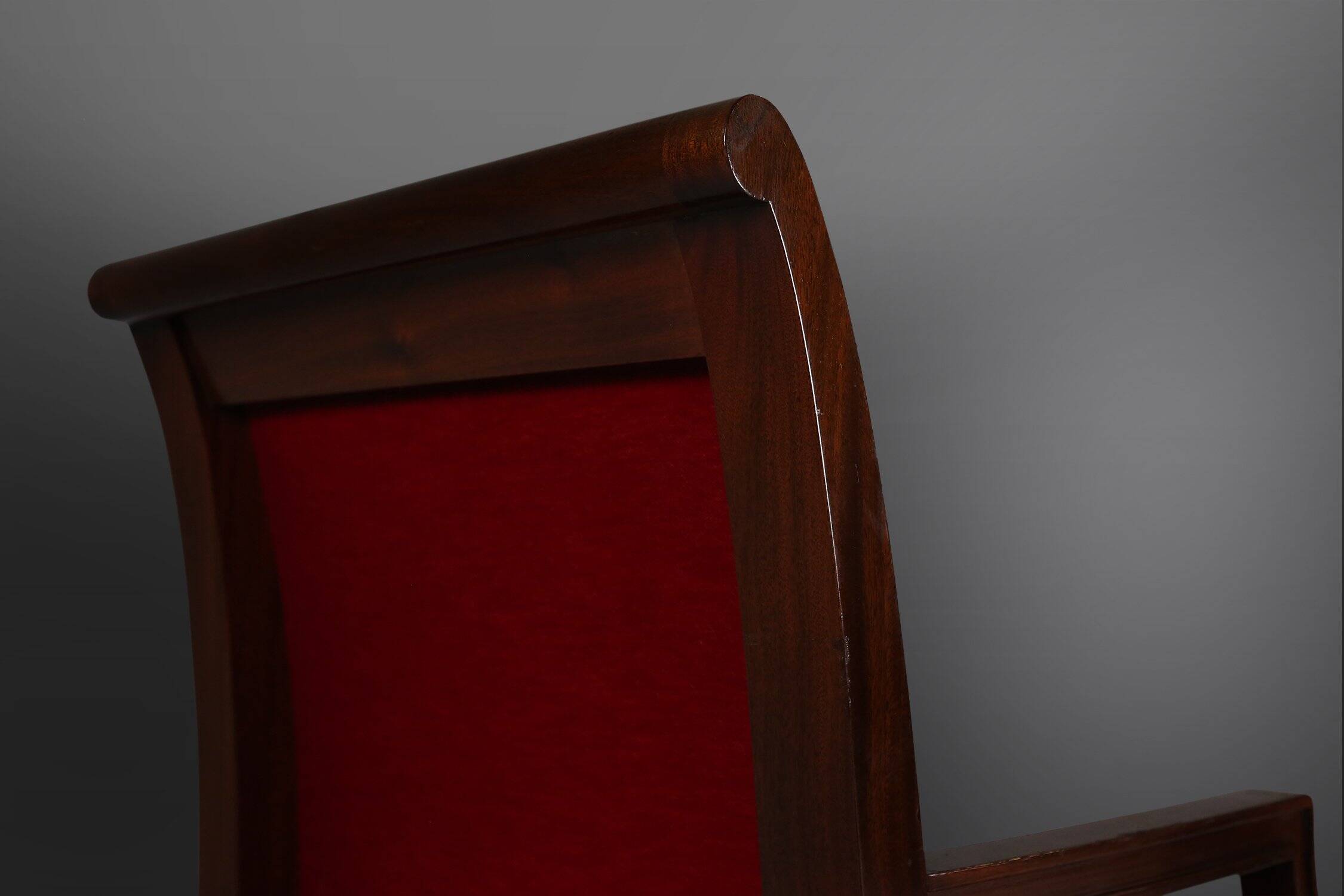 Empire‑Style Armchairs in Wood and Red Velvet, Belgium ca. 195