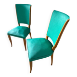 Pair of vintage emerald green chairs – 1950s, mid-century chic style