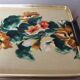 Floral formica and gold metal tray 50 60s