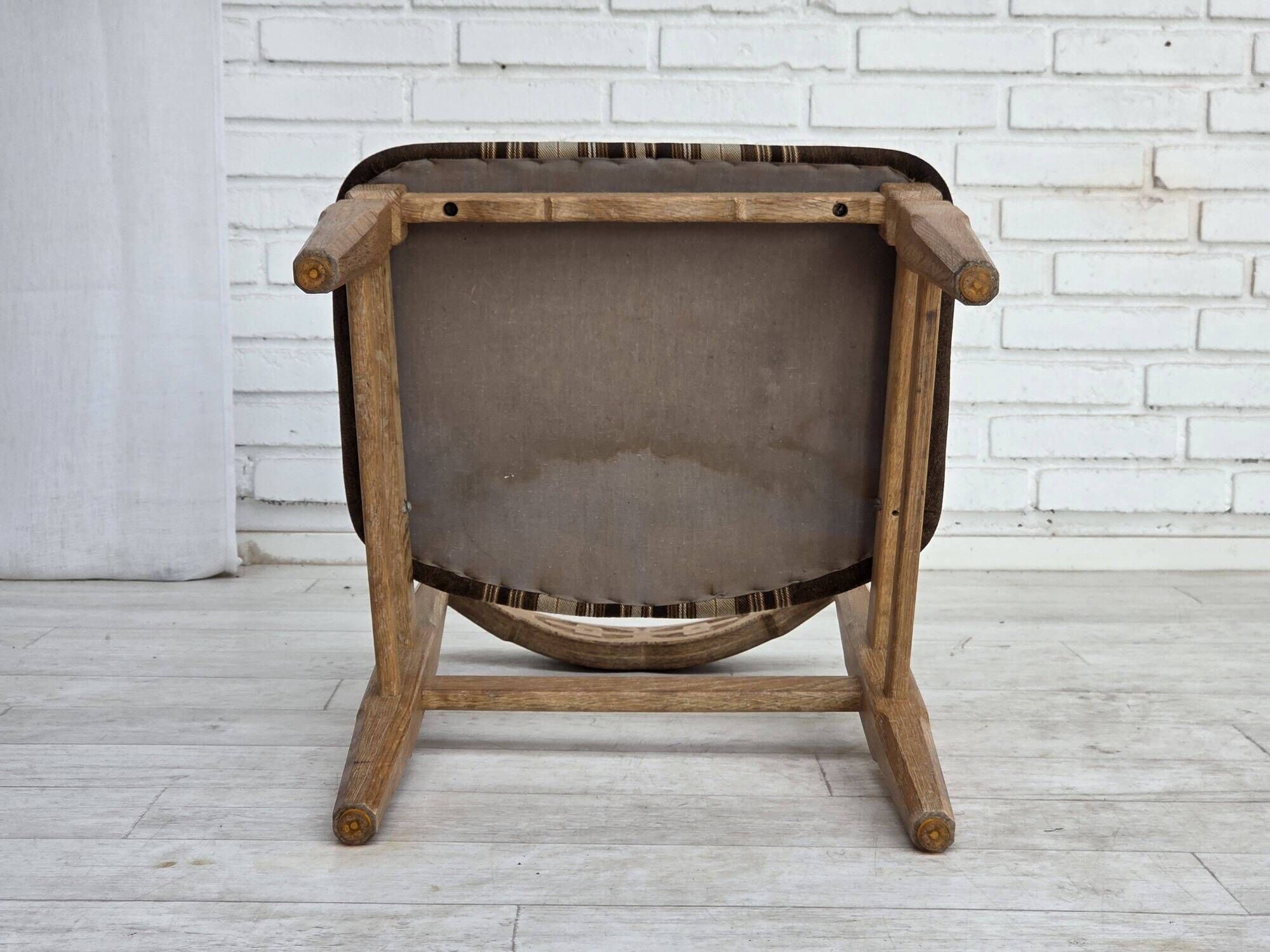 1960s, Danish design by Henning Kjærnulf, et of 4 chairs, wool, oak wood.