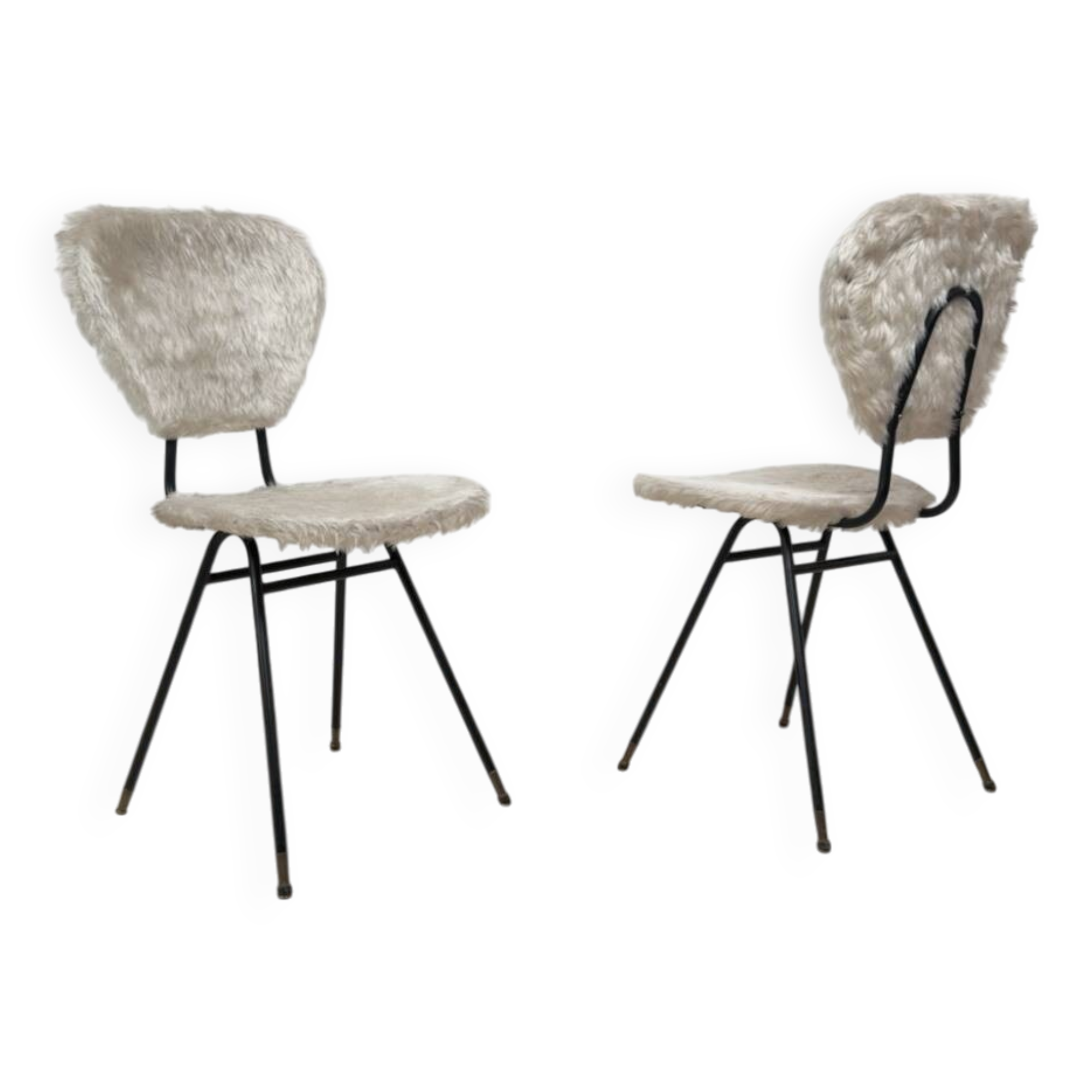 Paire de chaises moumoute vintage