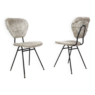 Pair of vintage furry chairs