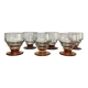 6 vintage glasses with amber feet