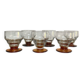 6 vintage glasses with amber feet