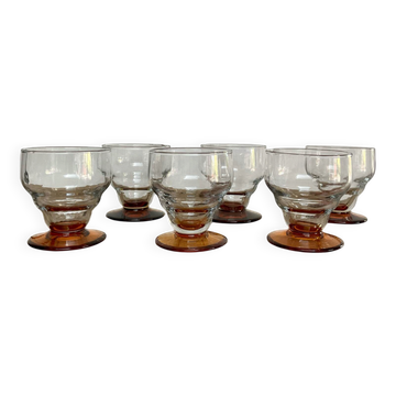 6 verres vintage aux pieds ambrés