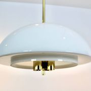 Glashütte Limburg Mushroom Pendant Light in Opal Glass and Brass