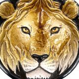 Mid-century lion ceramic plate / vide poche, Italy 1970s