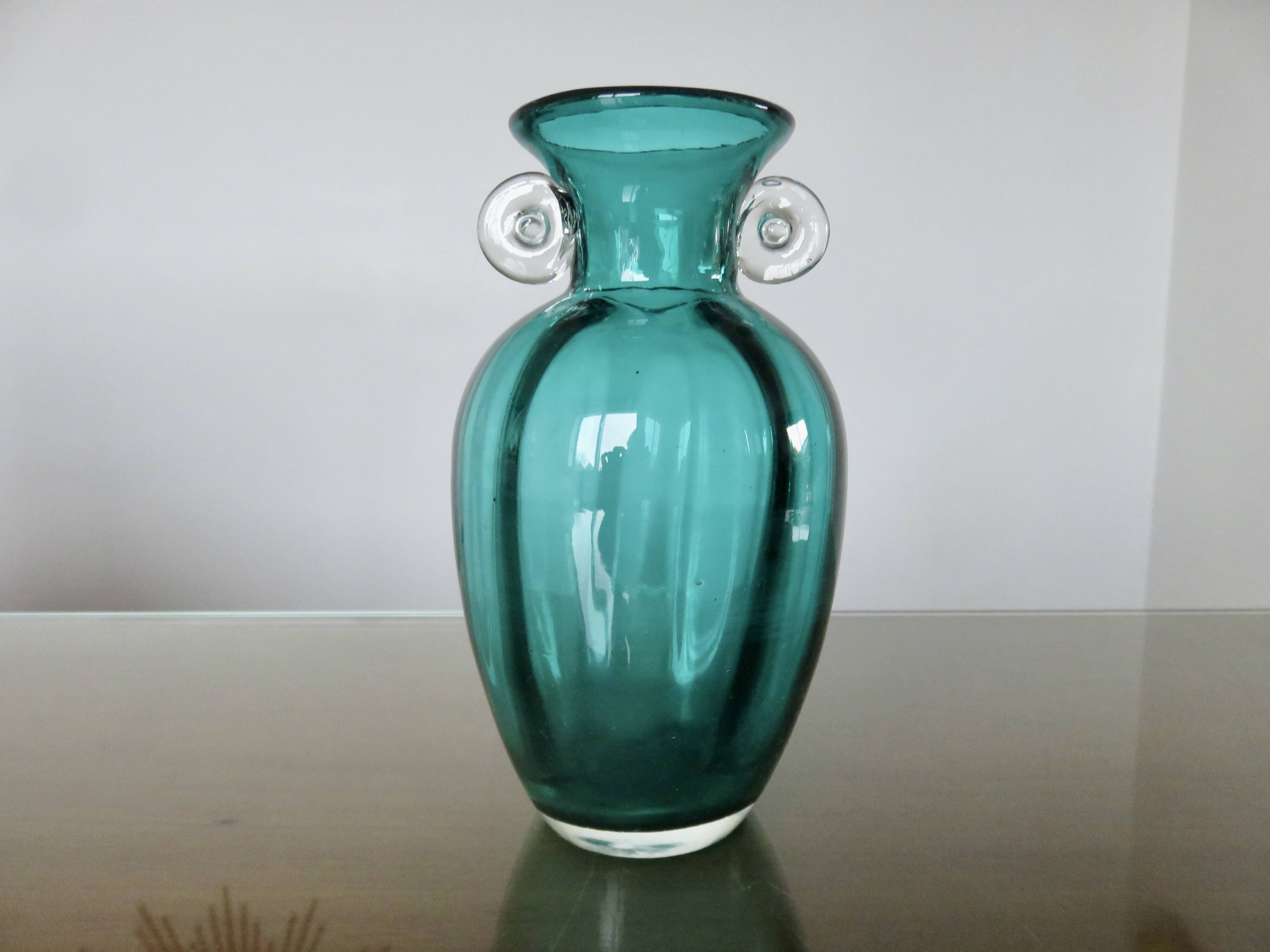 Turquoise Murano blown glass vase, 1970s