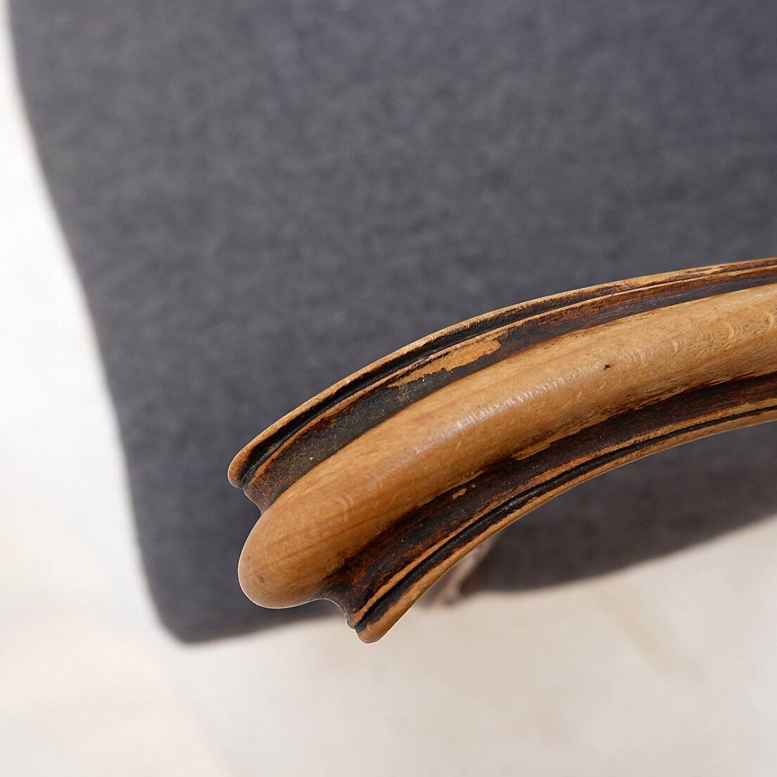 Louis XV style armchair - mouse gray felt fabric