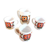 Pichet Mobil et 3 mugs Mobil design années 70