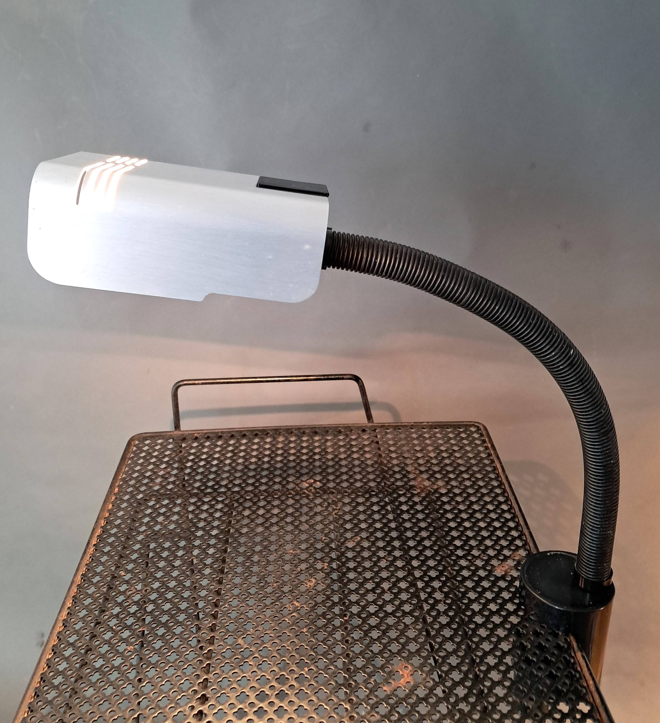 1970 Targetti Sankey workshop lamp in brushed aluminum.