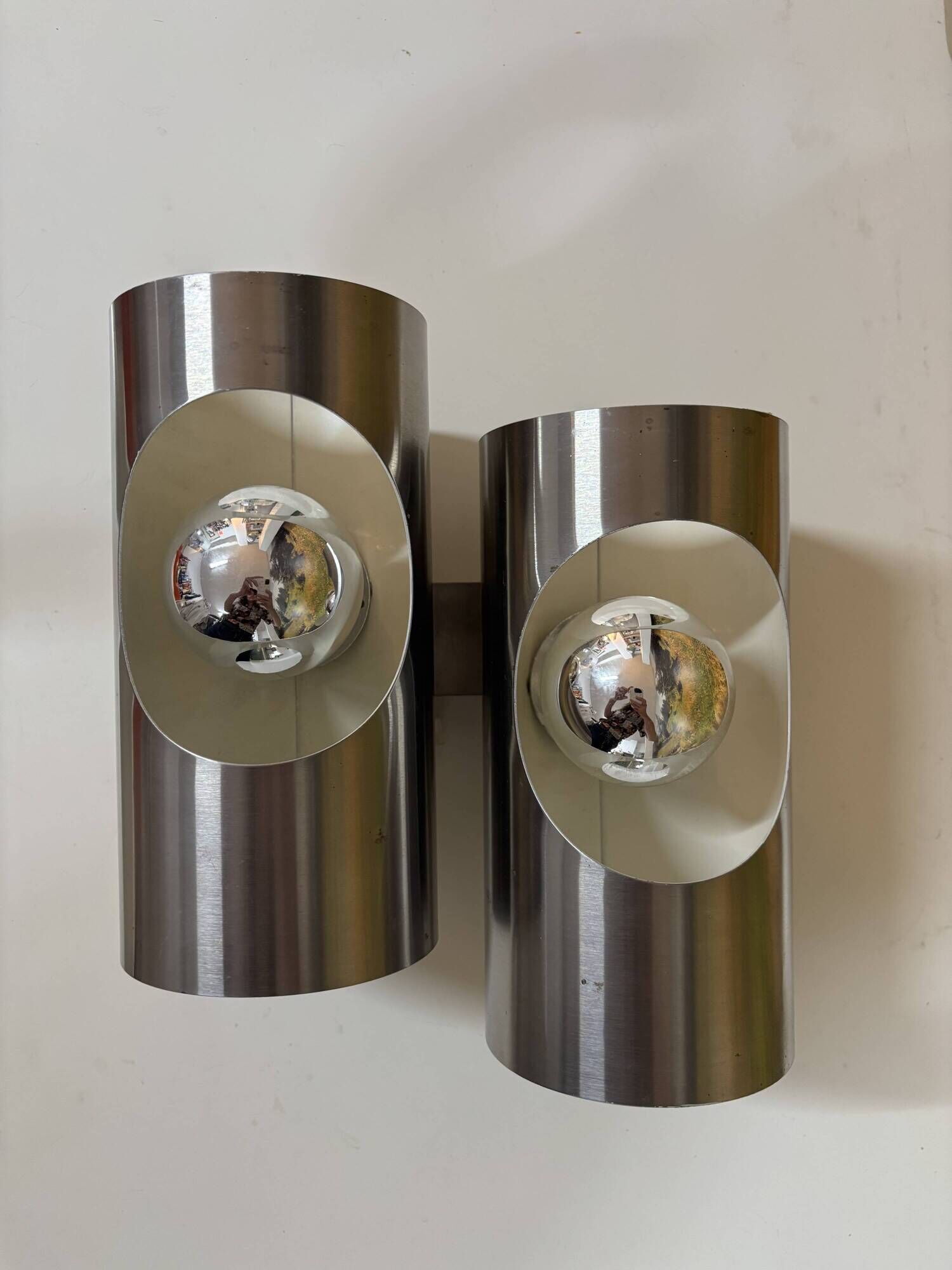 1970s chrome Space Age wall light