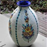 Boch La Louvière vase with a floral decoration in cracked faience
