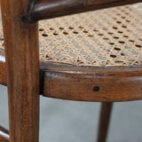 Set of 4 vintage bistro chairs Jacob & Josef Kohn Wien with a wicker seat