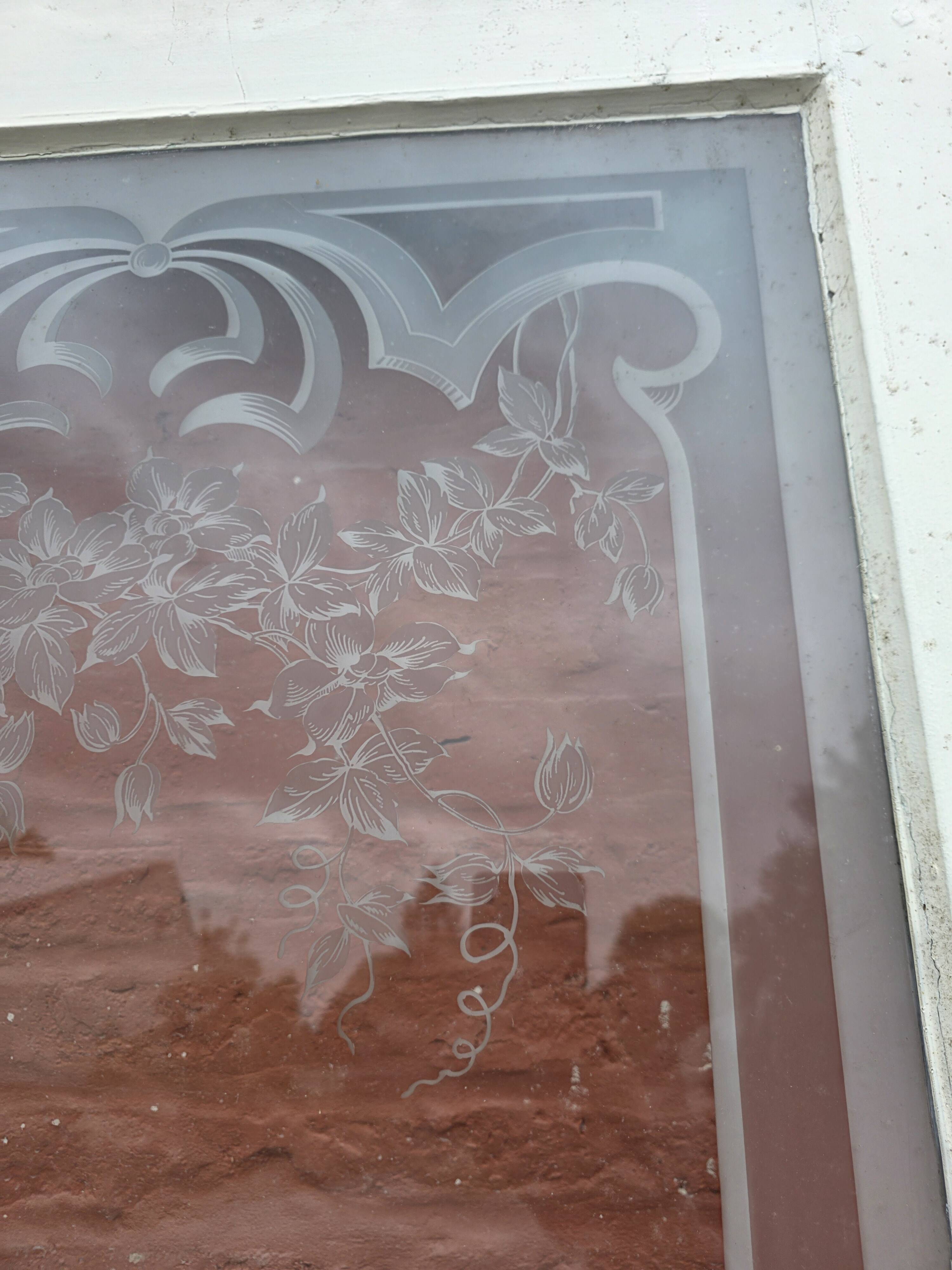 Engraved glass door, late 19th century.