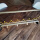 Vintage 70s coat rack in gold aluminum 4 crochets with scoubidou hats