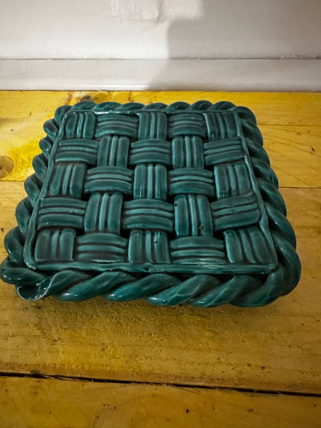 Woven ceramic trivet from Vallauris in the Massier style.