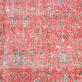 7x9 Turkish Soft Red Bordered Rug, 220x272 Cm