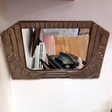 Mirror, wood and plaster, art nouveau, gold and silver patina - 54x35cm