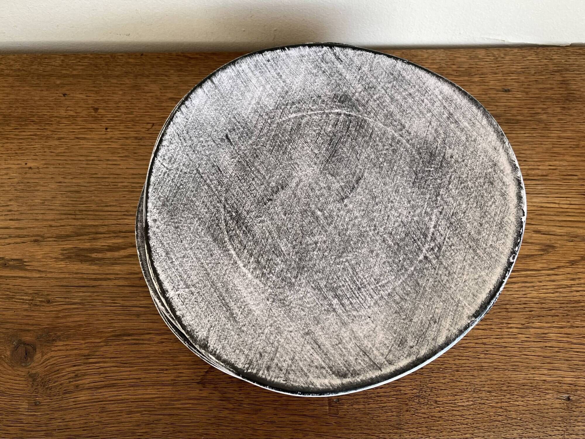 Set of 8 brutalist plates 1970 grey Niederviller Twilight