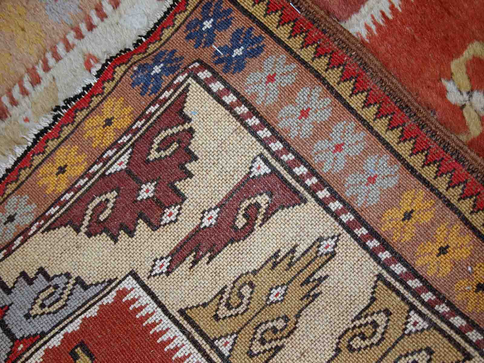 Vintage Turkish Melas handmade carpet 76cm x 267cm 1950s, 1C689