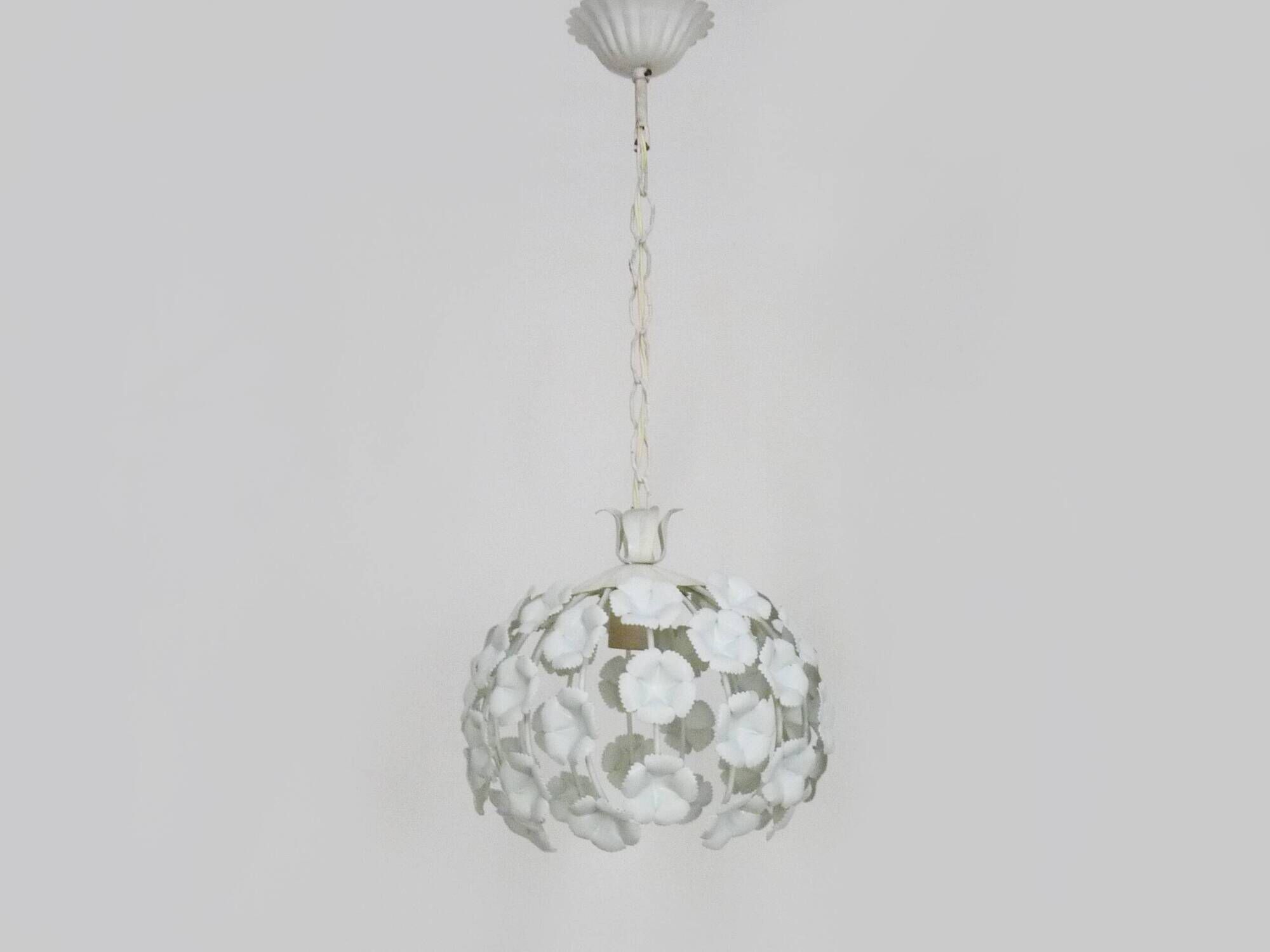 White metal floral pendant light. 1970s