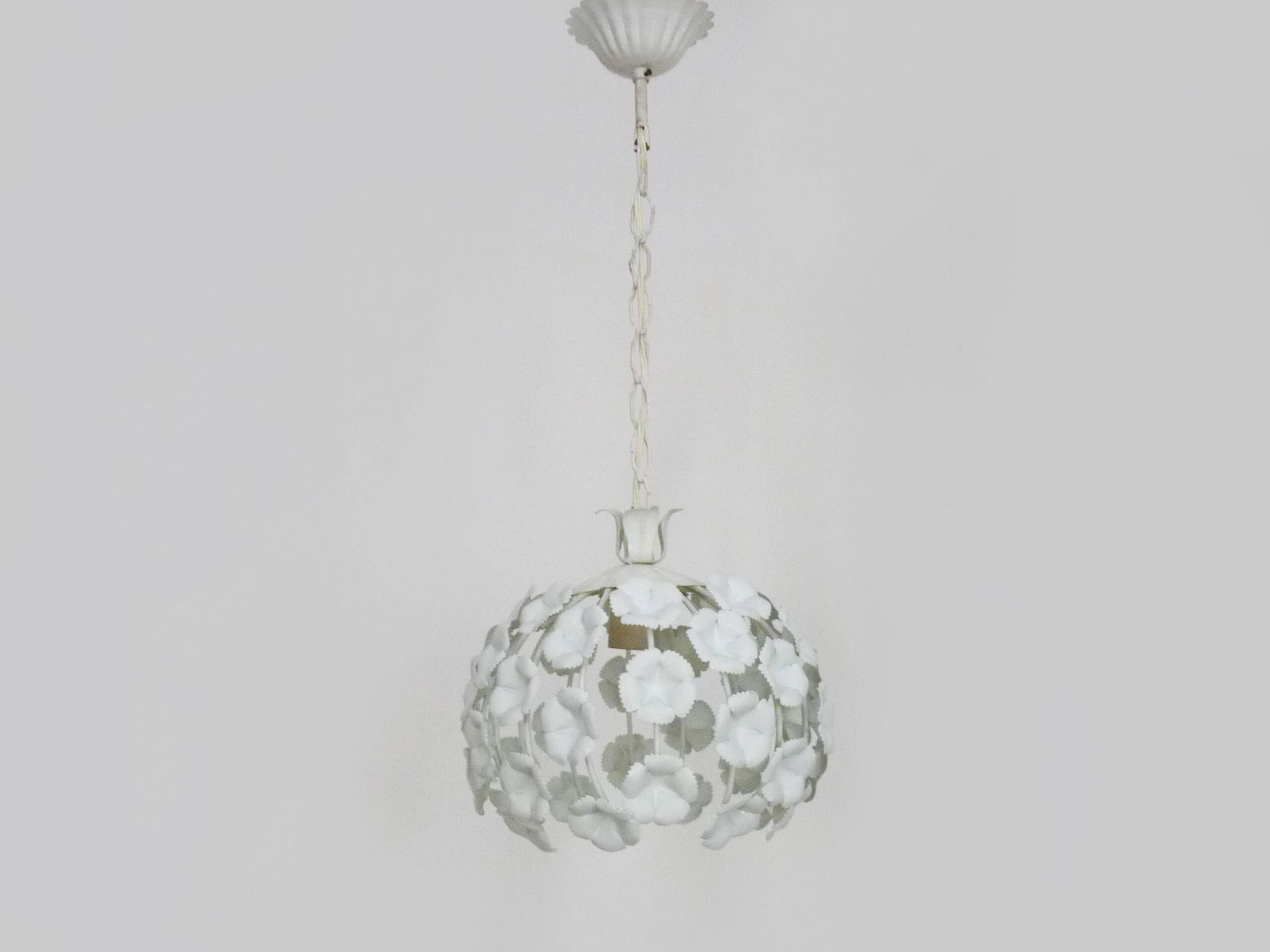 White metal floral pendant light. 1970s