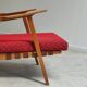 Pair of armchairs in mottled red and wood by Uluv, former Czechoslovakia 1960