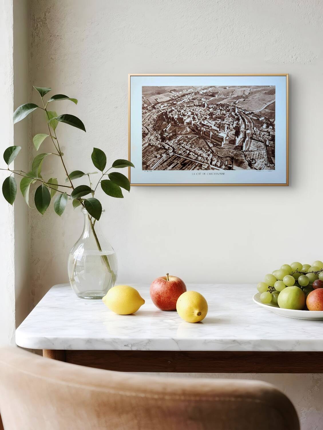 Carcassonne, Aude, vintage, photo plate printed in 1935.