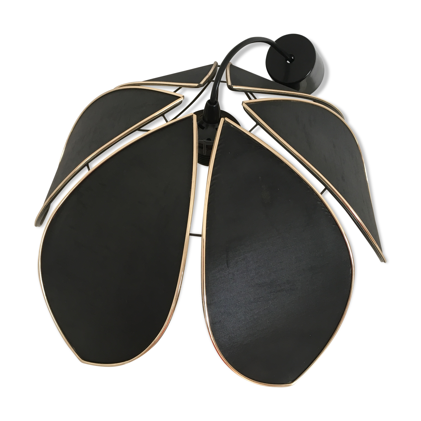 Suspension fleur de lotus en tissu noir 70’S