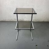End table in chrome and smoked glass