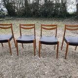4 chaises vintage bois et skaï années 70