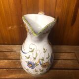 Old moustiers white ceramic pitcher vintage painted decor