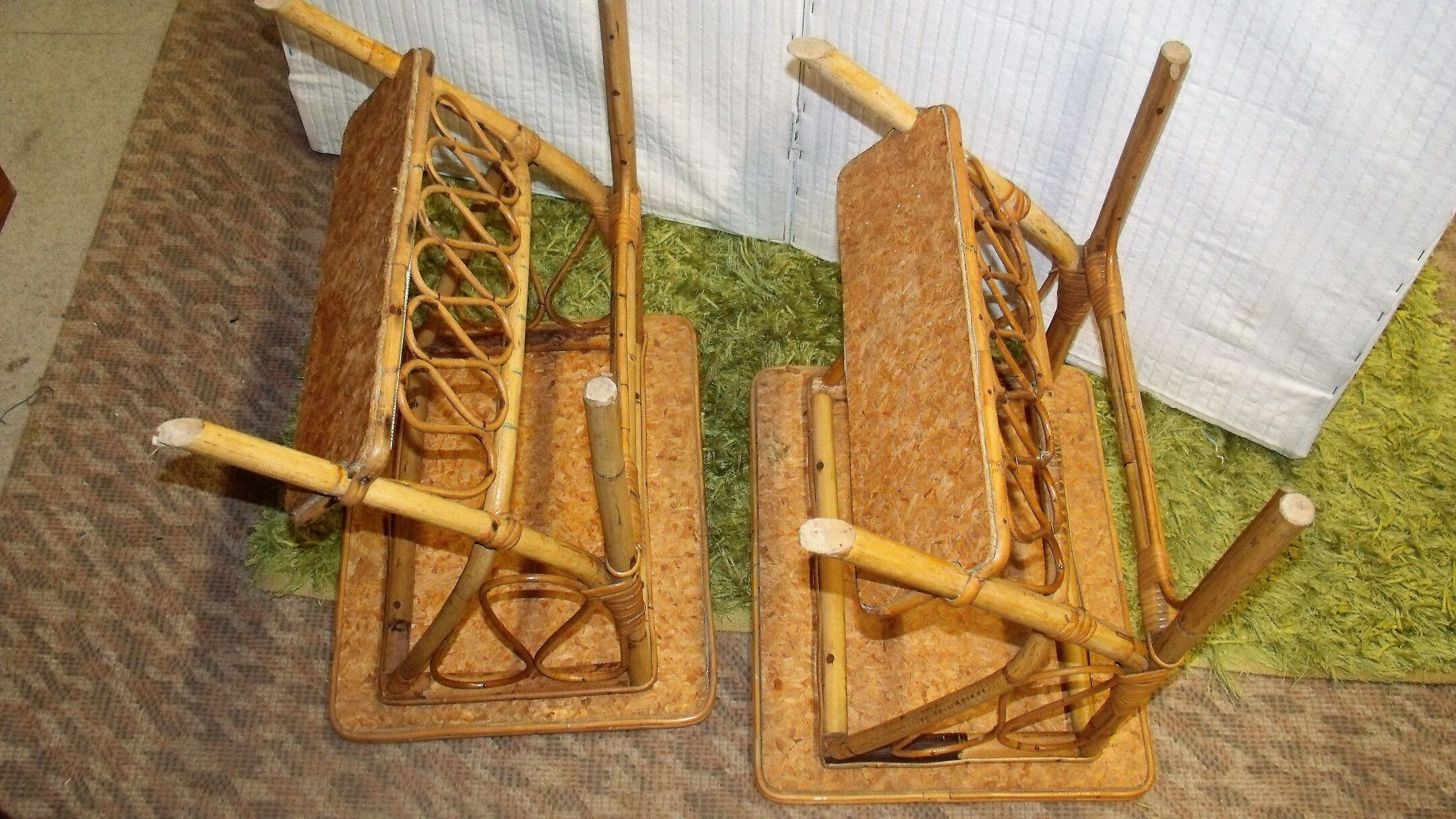 Pair of bedside shelves doors reviews rattan bamboo