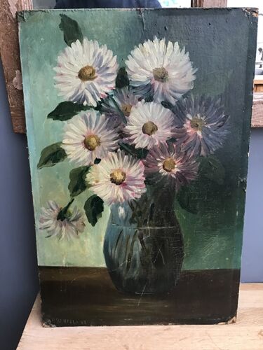 Oil on panel - Bouquet of flowers