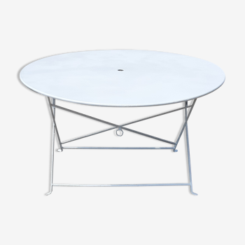 Garden table round and foldable iron