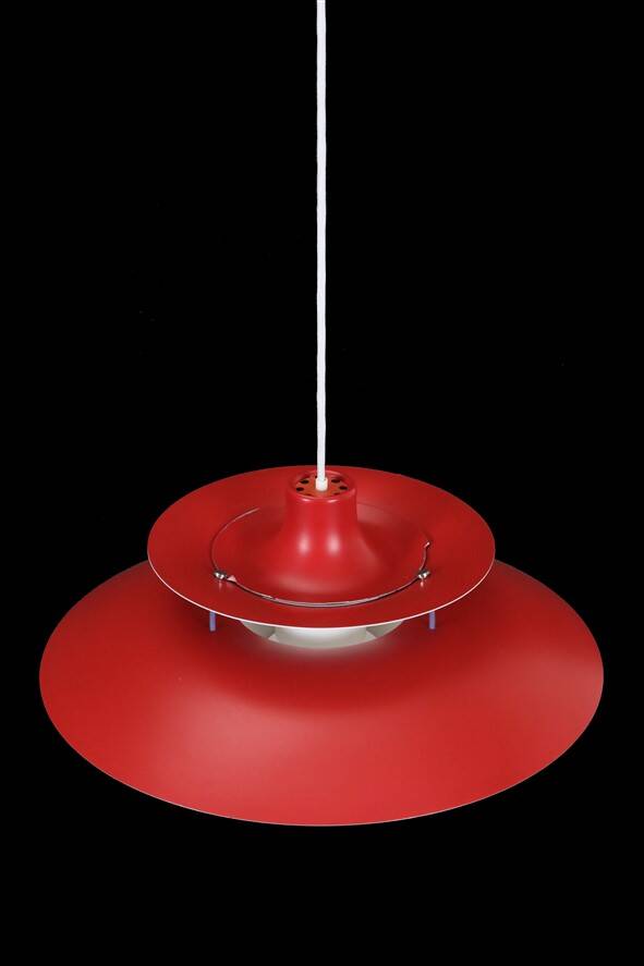 Louis Poulsen / Poul Henningsen “PH 5” pendant lamp / red / mid-century / Danish modern design / PH5
