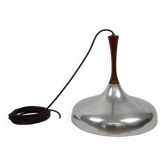 Scandinavian pendant light - Brushed steel and rosewood