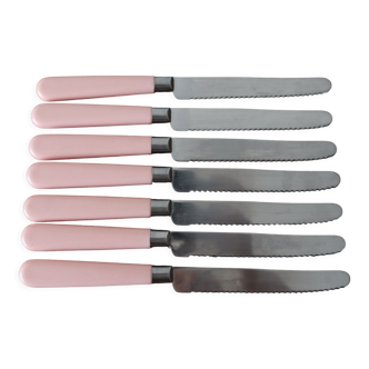 6 pink knives stainless steel molybdene