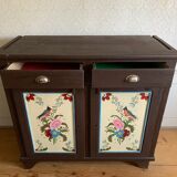 Old Farmers Cabinet painted with floral motives
