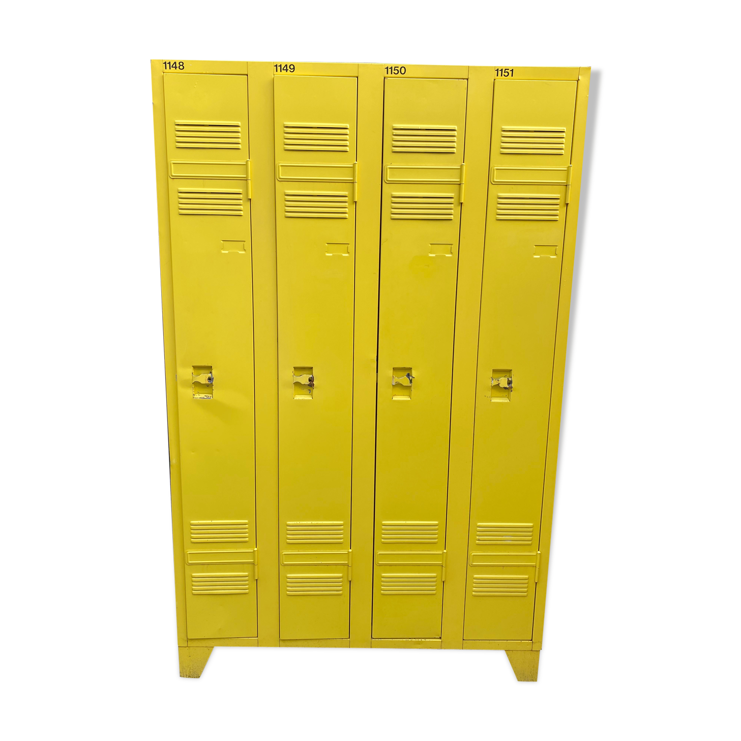 Metal dressing closet 4 lockers in one yellow block La Poste