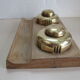Double inkwell wood and brass