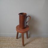 Ceramic pitcher vase with handle Scandinavian country decoration handcrafted vintage sandstone
