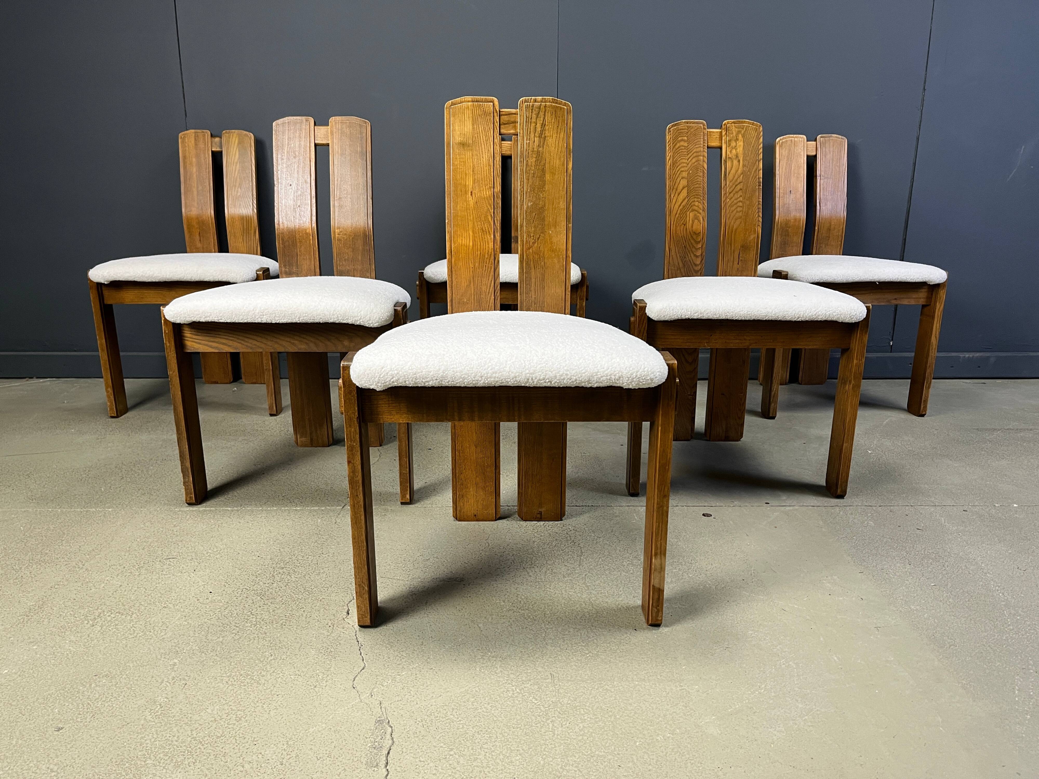 Set of 6 brutalist dining chairs, 1960s