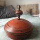 Large antique lacquered wooden Chapati box, ethnic offering box 35cm