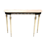 Midcentury ebonized beech console table with a portuguese pink marble top, italy