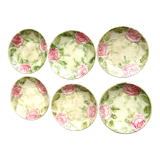 6 plates in slip decoration of roses earthenware of Onnaing