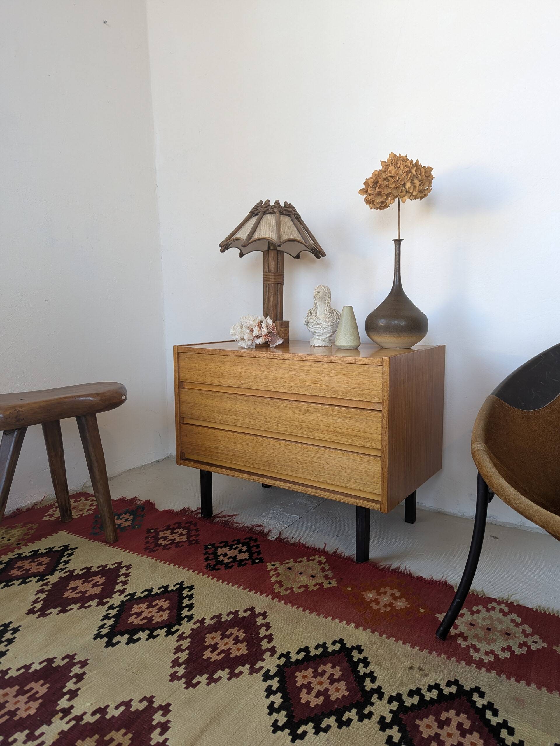 Small chest of drawers, bedside table from the 60s, rosewood.