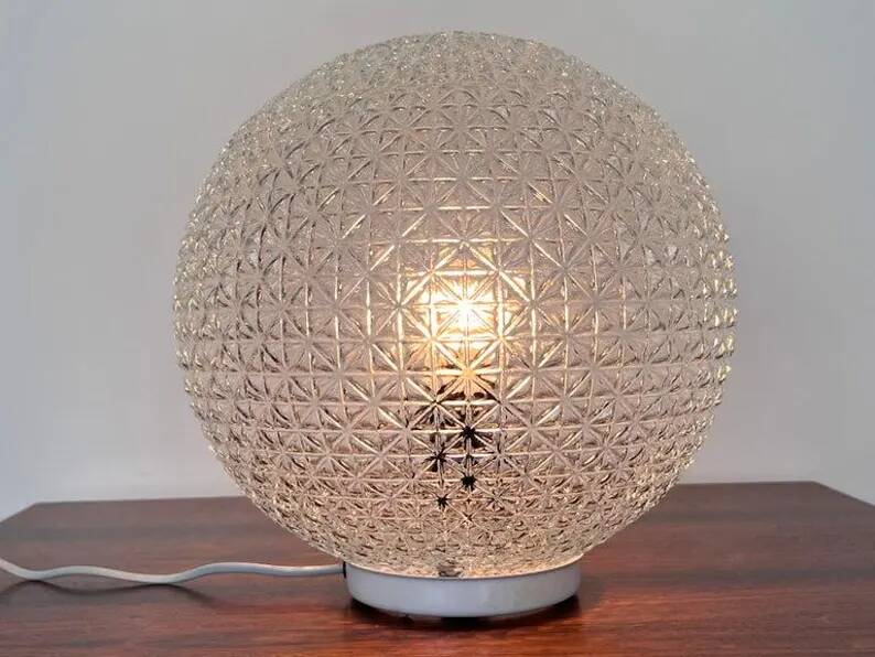 Big Design mid century glass Table Lamp, 1980s - Czechoslovakia